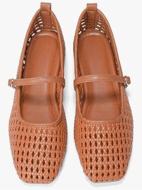 Trending Woven Mary Jane Flats in Tan